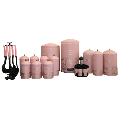 سرویس آشپزخانه 26 پارچه طرح ارکیده رنگ صورتی