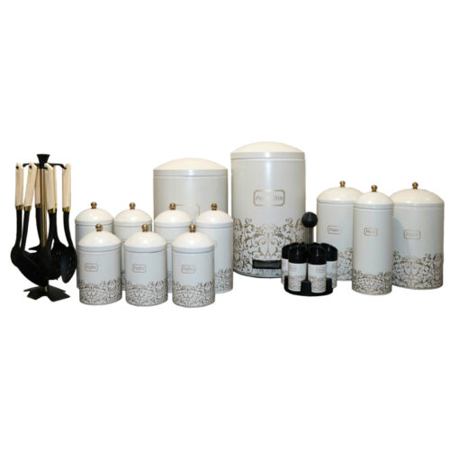 سرویس آشپزخانه 26 پارچه طرح ارکیده رنگ کرم