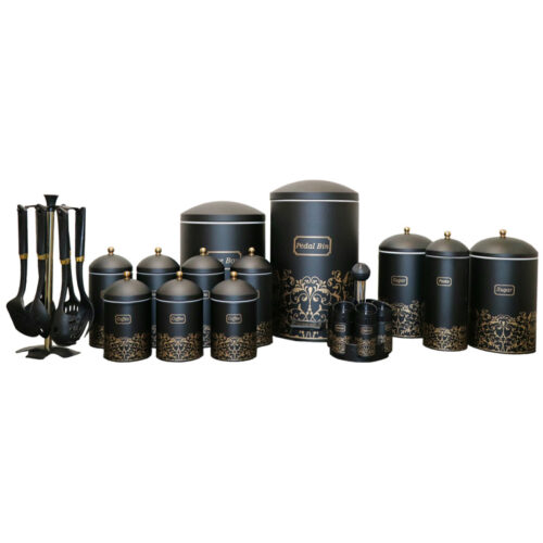 خری سرویس آشپزخانه 26 پارچه طرح ارکیده رنگ مشکی