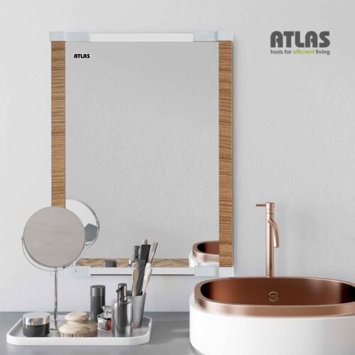 آینه دور تراش طرح چوب مدل الوند