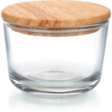 ظرف شیشه ای گرد 190 میلی لیتر درب چوبی 2 عددی هوم کت HOMEKET کد 3826