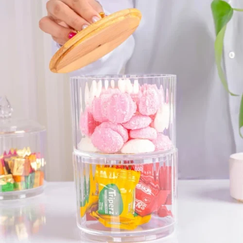 شکلات خوری درب چوبی 2 طبقه شفاف هوم کت HOMEKET کد 3535