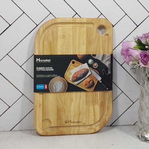 تخت گوشت چوبی منحنی و مستطیل کوچک طرح دار هوم کت HOMEKET کد 3789