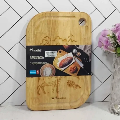 تخت گوشت چوبی منحنی و مستطیل بزرگ طرح دار هوم کت HOMEKET کد 3791