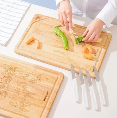 تخت گوشت چوبی مستطیل بزرگ طرح دار هوم کت HOMEKET کد 3795