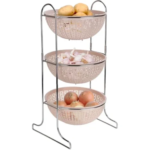 جا سیب زمینی پیاز گرد 3 طبقه هوم کت HOMEKET طرح روشا کد 3558