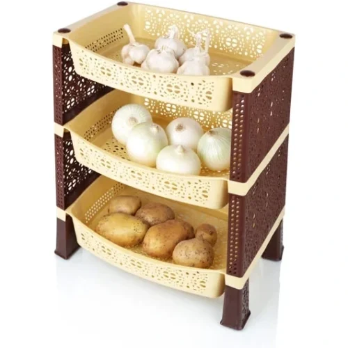 جا سیب زمینی پیاز گرد 3 طبقه هوم کت HOMEKET طرح جاسمین کد 3553